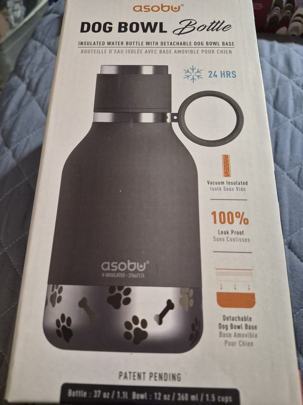 Black Dog Bowl Bottle – Insulated Water Bottle with Detachable Bowl